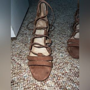 Madden Girl brown suede tie up lace thick heel size women’s 8